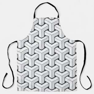 Isometrische blokjes zwart wit patroon schort