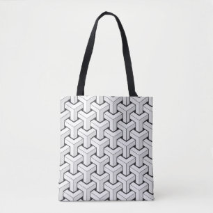 Isometrische blokjes zwart wit patroon tote bag