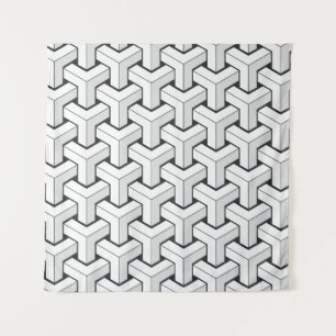 Isometrische blokjes zwart wit patroon wandkleed