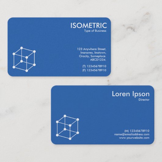 Isometrische Cube Motif - Blauwdruk (beide zijden) Visitekaartje (Voorkant / Achterkant)