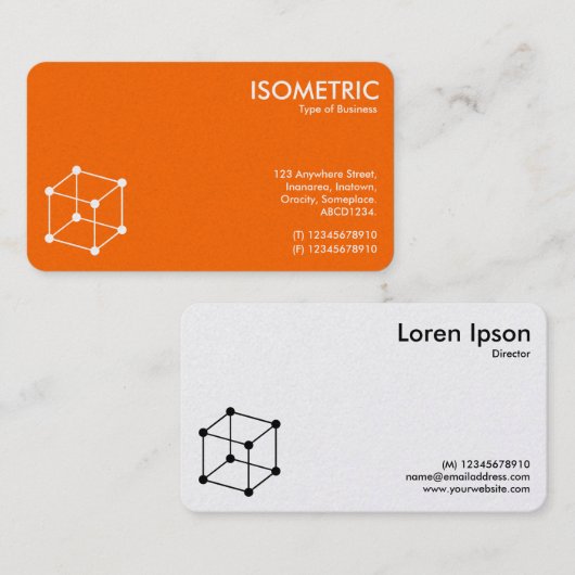 Isometrische Cube Motif - Oranje/wit Visitekaartje (Voorkant / Achterkant)