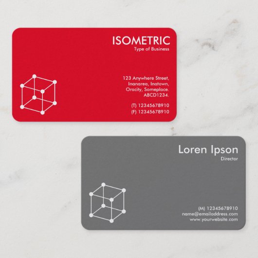 Isometrische Cube Motif - Rood/Grijs Visitekaartje (Voorkant / Achterkant)