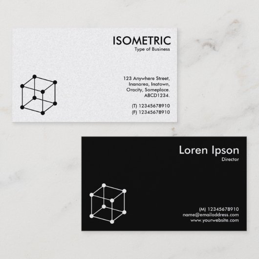 Isometrische Cube Motif - White/Black Visitekaartje (Voorkant / Achterkant)