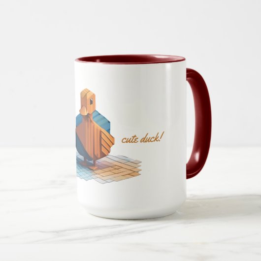 Isometrische houten eend mok (Voorkant rechts)