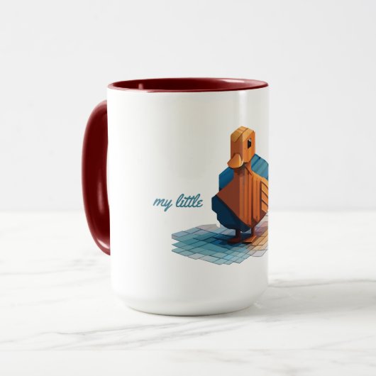 Isometrische houten eend mok (Voorkant links)