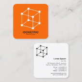 Isometrische kubus - wit en zwart op Sinaasappel Vierkante Visitekaartje (Voorkant / Achterkant)