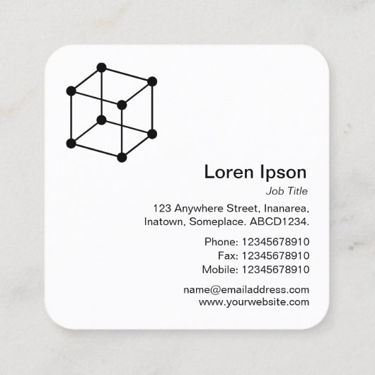 Isometrische kubus - wit en zwart op Sinaasappel Vierkante Visitekaartje (Achterkant)