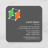 Isometrische kubus - wit, groen en Sinaasappel op  Vierkante Visitekaartje (Achterkant)