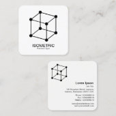 Isometrische kubus - zwart op wit vierkante visitekaartje (Voorkant / Achterkant)