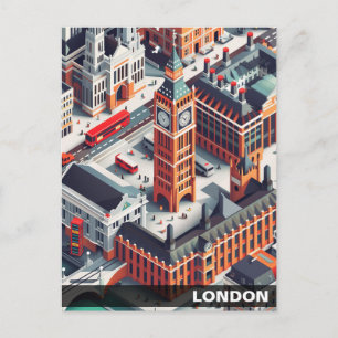 Isometrische Londen Reisansichtkaart Briefkaart