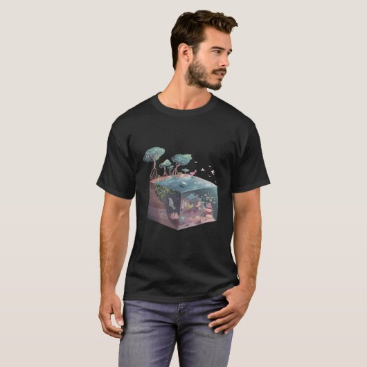 Isometrische Mangrove Coral Reef Swamp Ecosystem F T-shirt (Voorkant volledig)
