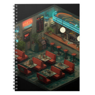 Isometrische Night Diner Glow Notitieboek