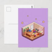 Isometrische Pixel Art Gaming PC Room Briefkaart (Voorkant / Achterkant)
