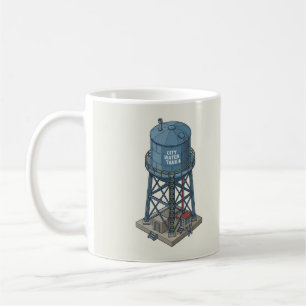 Isometrische Stad Water Tower Retro Mok