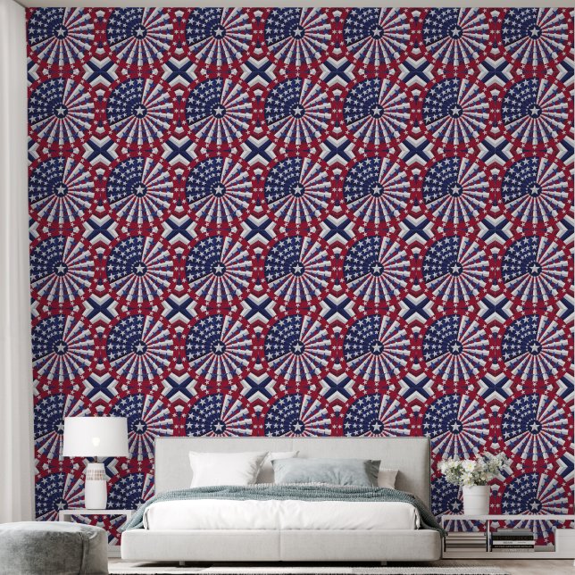 Isometrische VS Vlag Patroon Wallpaper & Curtain Behang (Slaapkamer)