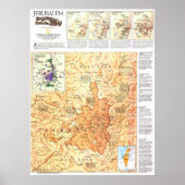 " Israël: 1996 Jeruzalem Geschiedenis MAP ... Poster (Voorkant)