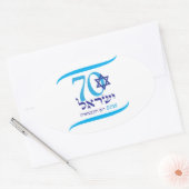 Israël 70-jarig bestaan Onafhankelijkheidsdag Hebr Ovale Sticker (Envelop)