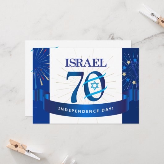 ISRAEL 70 Jubileum 2018 Onafhankelijkheidsdag Fest Kaart (Voorkant / Achterkant in situ)