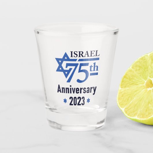 Israël 75e Jubileum ster van David Shot Glas (Voorkant)