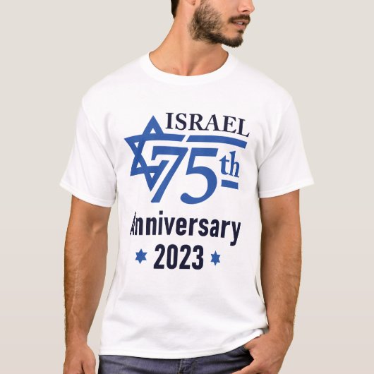 Israël 75e Jubileum ster van David T-shirt (Voorkant)