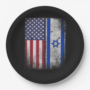 Israël Amerikaanse Vlag Israël Vs Wortels Amerika Papieren Bordje