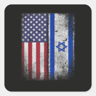 Israël-Amerikaanse Vlag Israël VS Wortels Amerika Vierkante Sticker