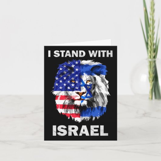 Israel And Usa Flag Lion I Stand With Israel  Kaart (Voorkant)
