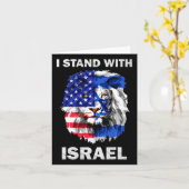 Israel And Usa Flag Lion I Stand With Israel  Kaart (Gele Bloem)