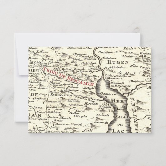 Israel Antiek Map Benjamin Bar Mitzvah Dank je Bedankkaart (Voorkant)