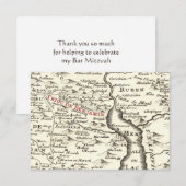 Israel Antiek Map Benjamin Bar Mitzvah Dank je Bedankkaart (Voorkant / Achterkant)