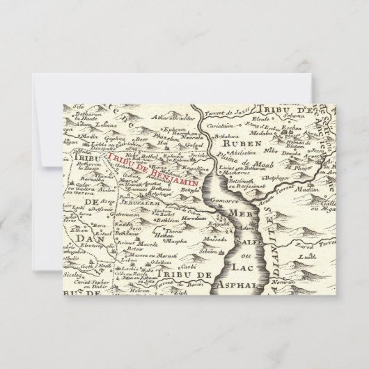 Israel Antiek Map Benjamin Bar Mitzvah Dank je Bedankkaart (Voorkant)