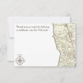 Israel Antiek Map Benjamin Bar Mitzvah Dank je Bedankkaart (Achterkant)