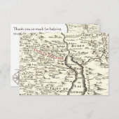 Israel Antiek Map Benjamin Bar Mitzvah Dank je Bedankkaart (Voorkant / Achterkant)