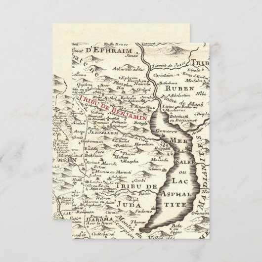 Israel Antiek Map Benjamin Bar Mitzvah Dank je Kaart (Voorkant / Achterkant)