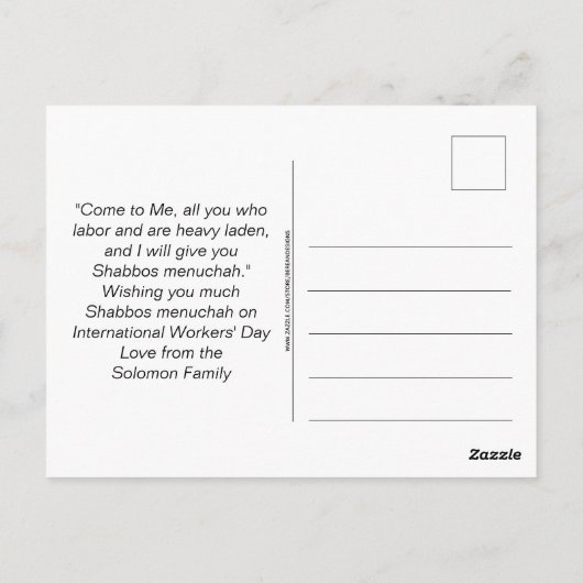 ISRAËL ARBEIDSDAG Internationale Arbeidsdag Briefkaart (Achterkant)