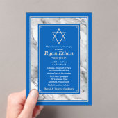 Israël Blauw Marmeren Ster van David Bar Mitswa Acryl Uitnodigingen (Insitu (Draagbaar))
