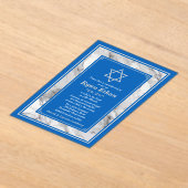 Israël Blauw Marmeren Ster van David Bar Mitswa Acryl Uitnodigingen (Laagn)