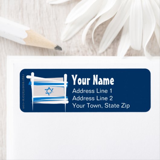 Israel Brush Flag Etiket (Insitu)