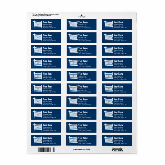 Israel Brush Flag Etiket (Full Sheet)
