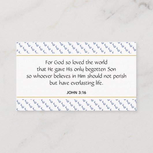 Israel Christelijke Schrift Johannes 3:16 Visitekaartje (Achterkant)