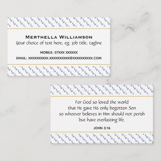 Israel Christelijke Schrift Johannes 3:16 Visitekaartje (Voorkant / Achterkant)
