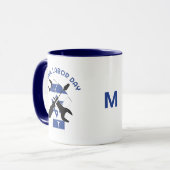 ISRAËL DAG VAN DE ARBEID Monogram Israëlische vlag Mok (Voorkant links)