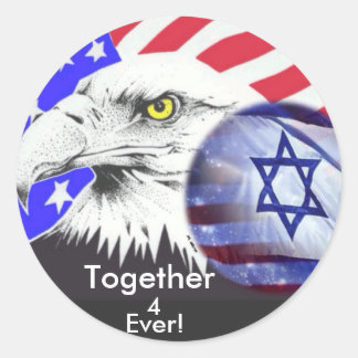 Israël en Amerika Ronde Sticker