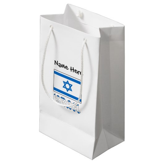 Israël en de Israëlische vlag met Jouw naam Klein Cadeauzakje (Voorkant Gekanteld)