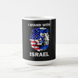 Israël en de vlag van de VS Leeuw _ Ik sta achter Koffiemok