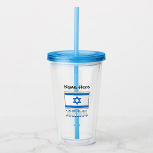 Israël en Israël Vlag Gepersonaliseerde Acryl Beke Drinkbeker