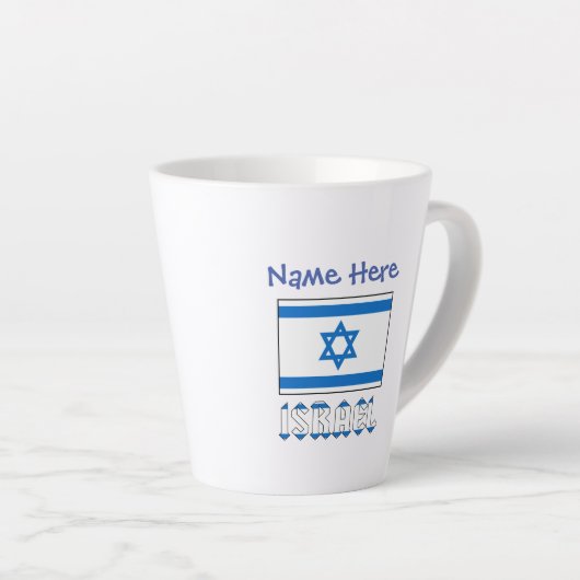 Israël en Israëlische vlag Blauwe Personalisatie Latte Mok (Rechterhoek)