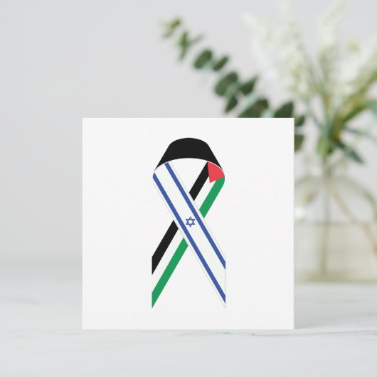 Israël en Palestina vlag vrede lint witte kaart (Staand voorkant)