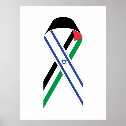 Israël en Palestina vlag vredeslint wit Poster (Voorkant)