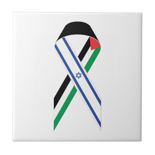 Israël en Palestina vlag vredeslint wit Tegeltje (Voorkant)